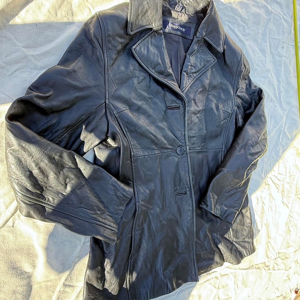 Vintage double breasted 100% lamb leather jacket